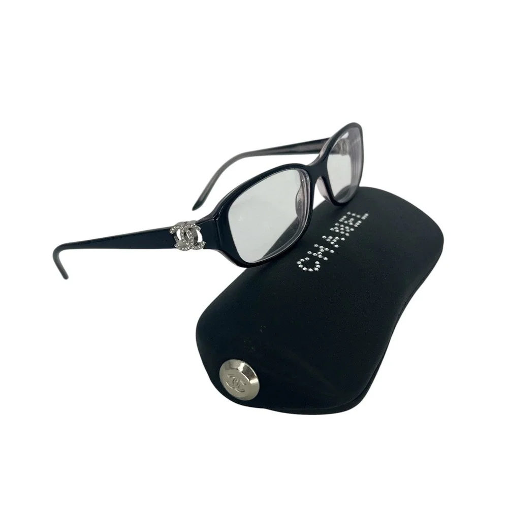Chanel 3107B Black Crystal Logo Eyeglasses 501 with Case